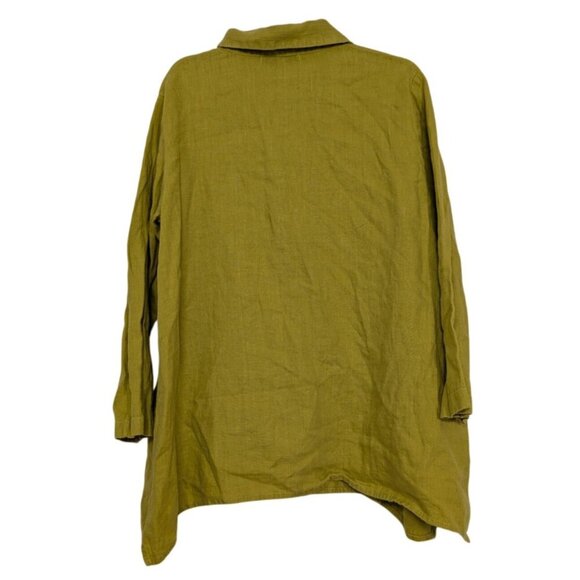 Christopher Calvin Linen Tunic Womens Size Small Chartreuse Yellow Lagenlook - Picture 8 of 12